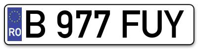 Placuta inmatriculare numar auto  B-977-FUY, B 977 FUY, B977FUY