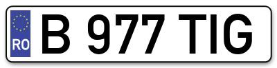 Placuta inmatriculare numar auto  B-977-TIG, B 977 TIG, B977TIG