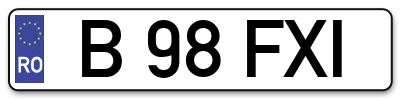 Placuta inmatriculare numar auto  B-98-FXI, B 98 FXI, B98FXI