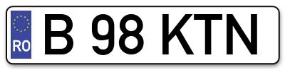 Placuta inmatriculare numar auto  B-98-KTN, B 98 KTN, B98KTN