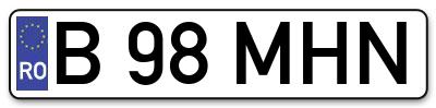 Placuta inmatriculare numar auto  B-98-MHN, B 98 MHN, B98MHN