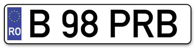 Placuta inmatriculare numar auto  B-98-PRB, B 98 PRB, B98PRB