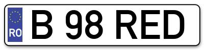 Placuta inmatriculare numar auto  B-98-RED, B 98 RED, B98RED