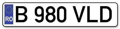Placuta inmatriculare numar auto  B-980-VLD, B 980 VLD, B980VLD