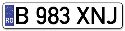 Placuta inmatriculare numar auto  B-983-XNJ, B 983 XNJ, B983XNJ