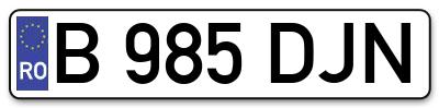 Placuta inmatriculare numar auto  B-985-DJN, B 985 DJN, B985DJN