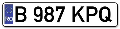 Placuta inmatriculare numar auto  B-987-KPQ, B 987 KPQ, B987KPQ