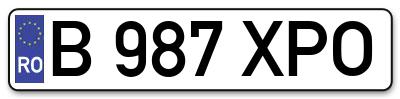 Placuta inmatriculare numar auto  B-987-XPO, B 987 XPO, B987XPO