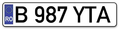 Placuta inmatriculare numar auto  B-987-YTA, B 987 YTA, B987YTA