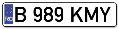 Placuta inmatriculare numar auto  B-989-KMY, B 989 KMY, B989KMY