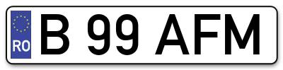 Placuta inmatriculare numar auto  B-99-AFM, B 99 AFM, B99AFM