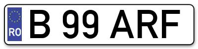 Placuta inmatriculare numar auto  B-99-ARF, B 99 ARF, B99ARF