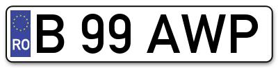 Placuta inmatriculare numar auto  B-99-AWP, B 99 AWP, B99AWP
