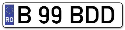 Placuta inmatriculare numar auto  B-99-BDD, B 99 BDD, B99BDD