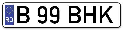 Placuta inmatriculare numar auto  B-99-BHK, B 99 BHK, B99BHK