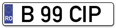 Placuta inmatriculare numar auto  B-99-CIP, B 99 CIP, B99CIP