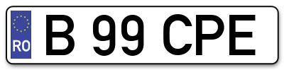 Placuta inmatriculare numar auto  B-99-CPE, B 99 CPE, B99CPE