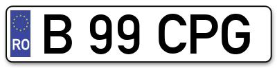Placuta inmatriculare numar auto  B-99-CPG, B 99 CPG, B99CPG