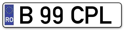 Placuta inmatriculare numar auto  B-99-CPL, B 99 CPL, B99CPL