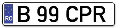 Placuta inmatriculare numar auto  B-99-CPR, B 99 CPR, B99CPR