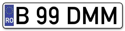Placuta inmatriculare numar auto  B-99-DMM, B 99 DMM, B99DMM
