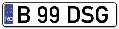 Placuta inmatriculare numar auto  B-99-DSG, B 99 DSG, B99DSG