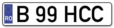 Placuta inmatriculare numar auto  B-99-HCC, B 99 HCC, B99HCC