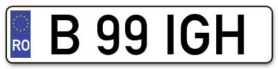 Placuta inmatriculare numar auto  B-99-IGH, B 99 IGH, B99IGH