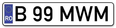 Placuta inmatriculare numar auto  B-99-MWM, B 99 MWM, B99MWM