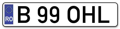 Placuta inmatriculare numar auto  B-99-OHL, B 99 OHL, B99OHL