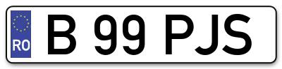 Placuta inmatriculare numar auto  B-99-PJS, B 99 PJS, B99PJS