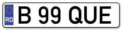 Placuta inmatriculare numar auto  B-99-QUE, B 99 QUE, B99QUE