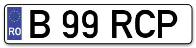Placuta inmatriculare numar auto  B-99-RCP, B 99 RCP, B99RCP