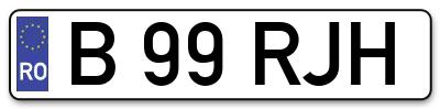 Placuta inmatriculare numar auto  B-99-RJH, B 99 RJH, B99RJH