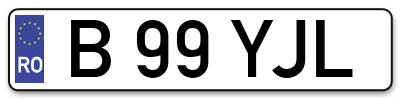Placuta inmatriculare numar auto  B-99-YJL, B 99 YJL, B99YJL