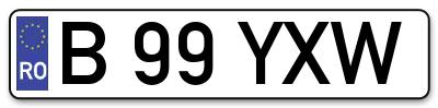 Placuta inmatriculare numar auto  B-99-YXW, B 99 YXW, B99YXW