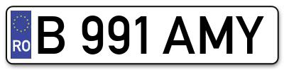 Placuta inmatriculare numar auto  B-991-AMY, B 991 AMY, B991AMY