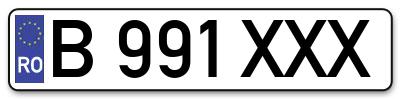 Placuta inmatriculare numar auto  B-991-XXX, B 991 XXX, B991XXX