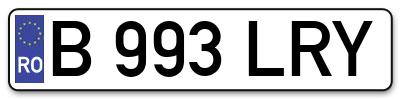 Placuta inmatriculare numar auto  B-993-LRY, B 993 LRY, B993LRY
