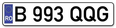 Placuta inmatriculare numar auto  B-993-QQG, B 993 QQG, B993QQG