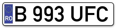 Placuta inmatriculare numar auto  B-993-UFC, B 993 UFC, B993UFC