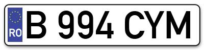 Placuta inmatriculare numar auto  B-994-CYM, B 994 CYM, B994CYM