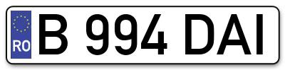 Placuta inmatriculare numar auto  B-994-DAI, B 994 DAI, B994DAI