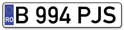 Placuta inmatriculare numar auto  B-994-PJS, B 994 PJS, B994PJS