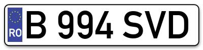 Placuta inmatriculare numar auto  B-994-SVD, B 994 SVD, B994SVD