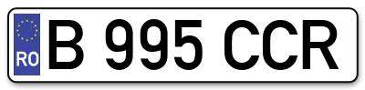 Placuta inmatriculare numar auto  B-995-CCR, B 995 CCR, B995CCR