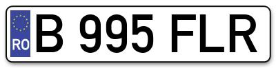Placuta inmatriculare numar auto  B-995-FLR, B 995 FLR, B995FLR