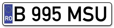 Placuta inmatriculare numar auto  B-995-MSU, B 995 MSU, B995MSU