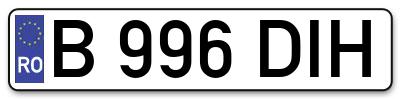Placuta inmatriculare numar auto  B-996-DIH, B 996 DIH, B996DIH