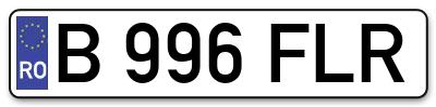 Placuta inmatriculare numar auto  B-996-FLR, B 996 FLR, B996FLR